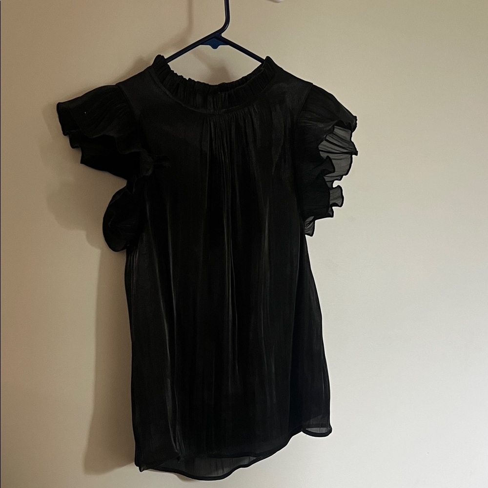 JODIFL Black Ruffle Sleeve Blouse